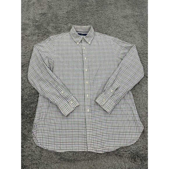 Ralph Lauren Shirt Mens Large White Checkered Classic Fit Preppy Button Down - Picture 1 of 9